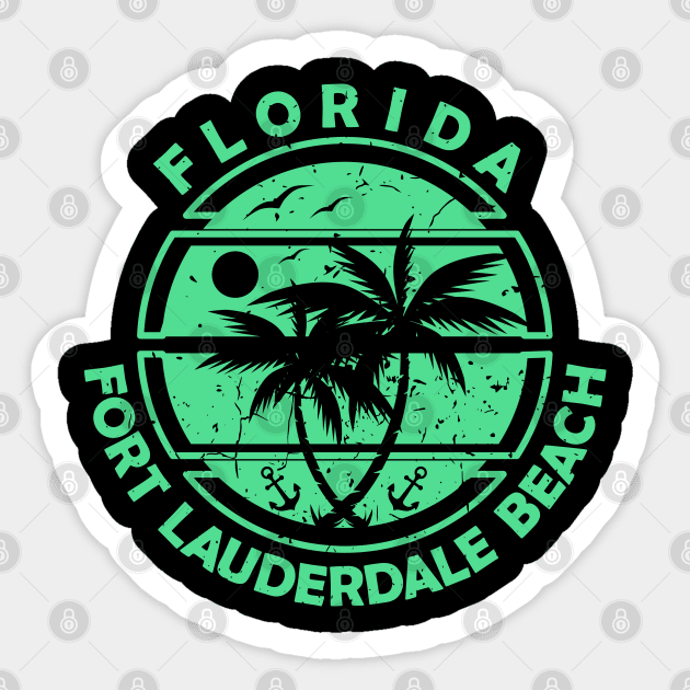 Fort Lauderdale Florida, Tropical Palm Trees, Ship Anchor - Summer Sticker by Jahmar Anderson